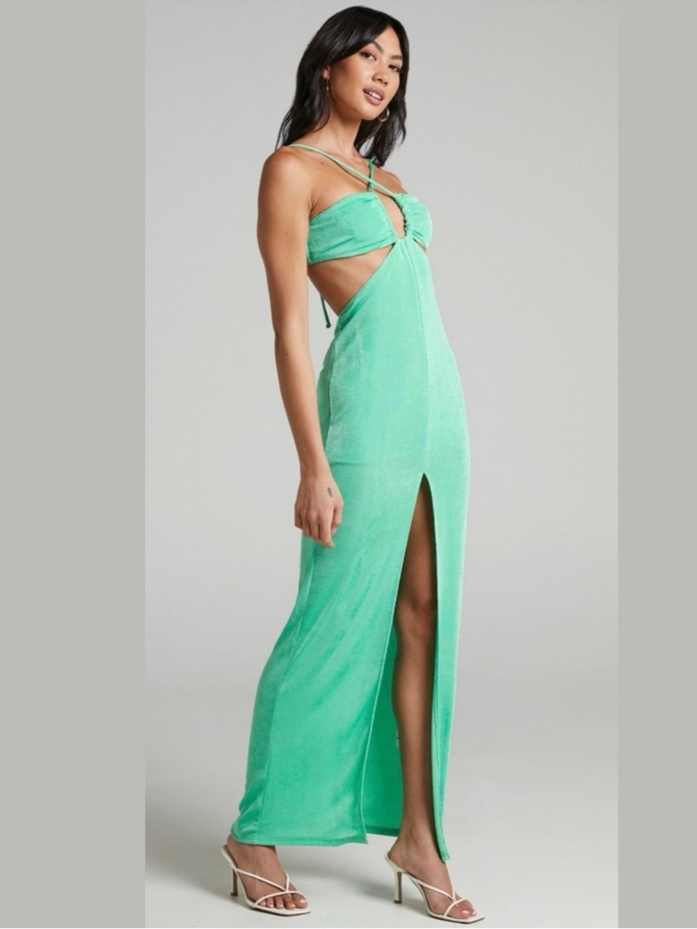 Showpo Seafoam Cutout Halter Maxi Dress Women’s Size 8